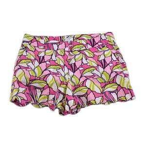 Crown Ivy womens sz 10 Pink Green Floral White Shorts Boho Cottage Beach Resort